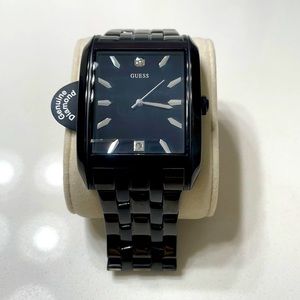 Nwot guess black steel genuine diamond watch